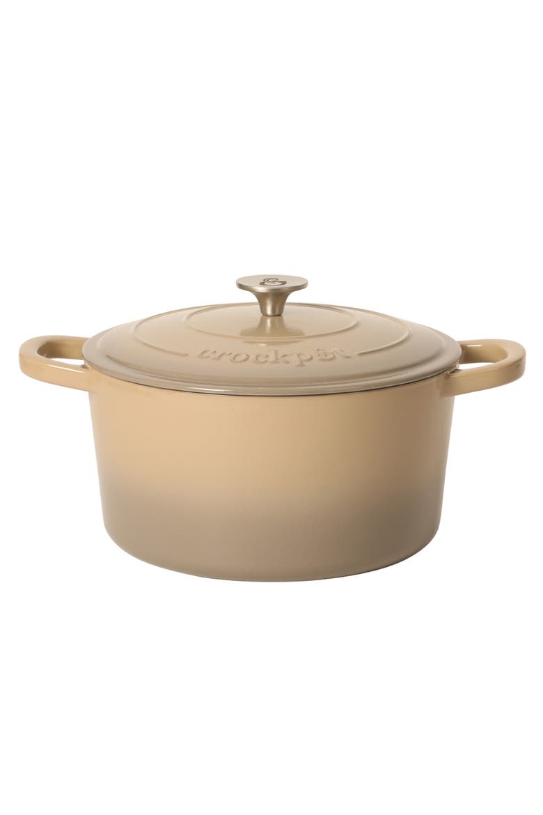 Artisan 7-Quart Round Enameled Cast Iron Dutch Oven with Lid, Main, color, Gradient Taupe