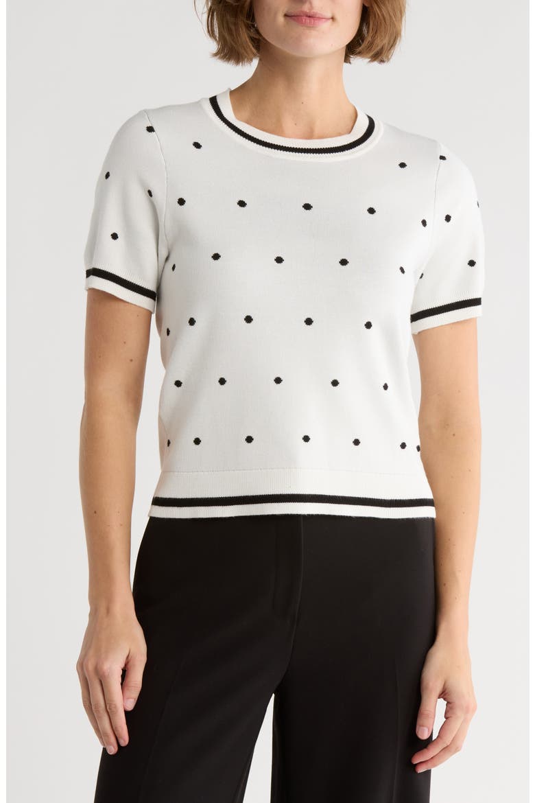 Short Sleeve Jacquard Sweater, Main, color, IVORY MEDIUM SIMPLE DOT