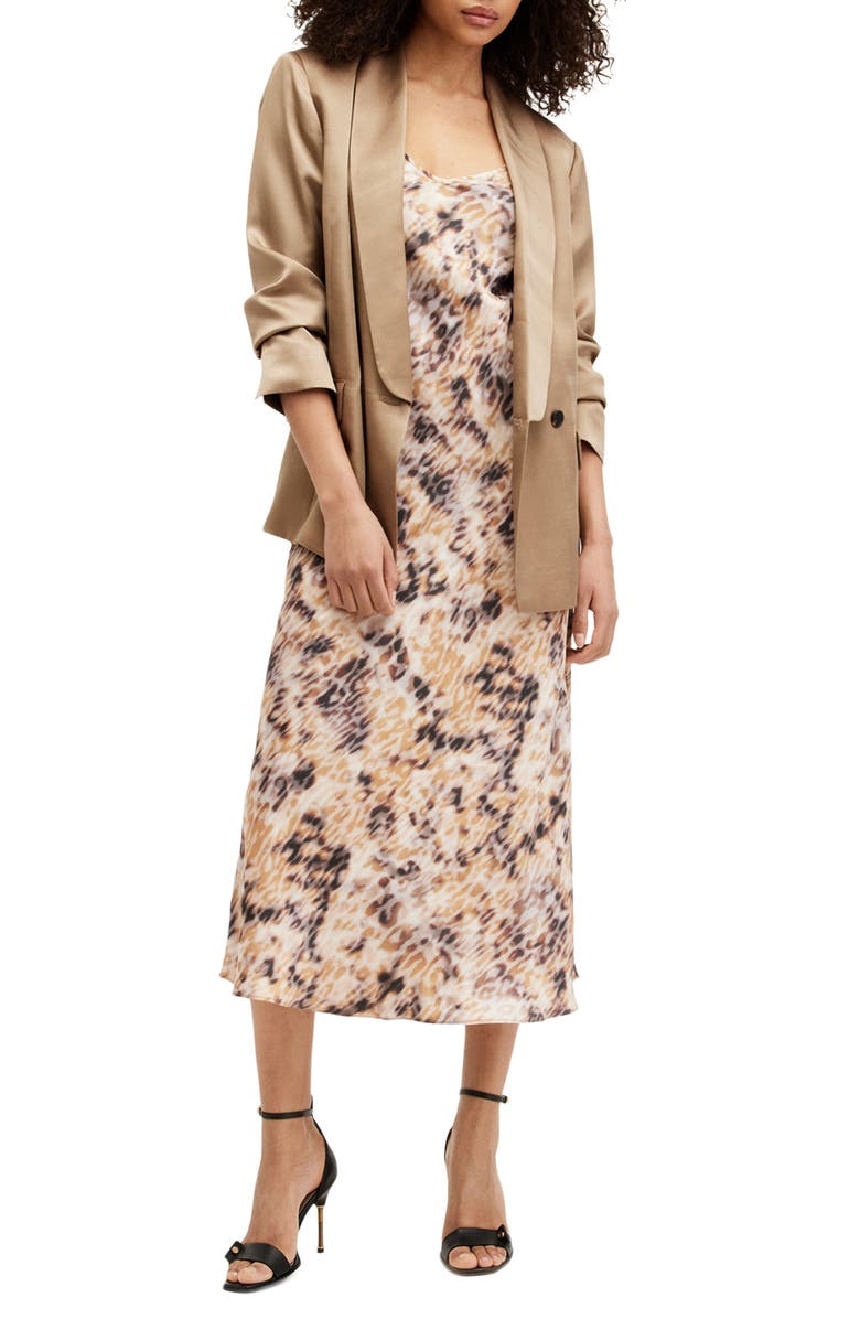 AllSaints Bryony Carmina Leopard Print Slipdress, Alternate, color, Sesame Beige