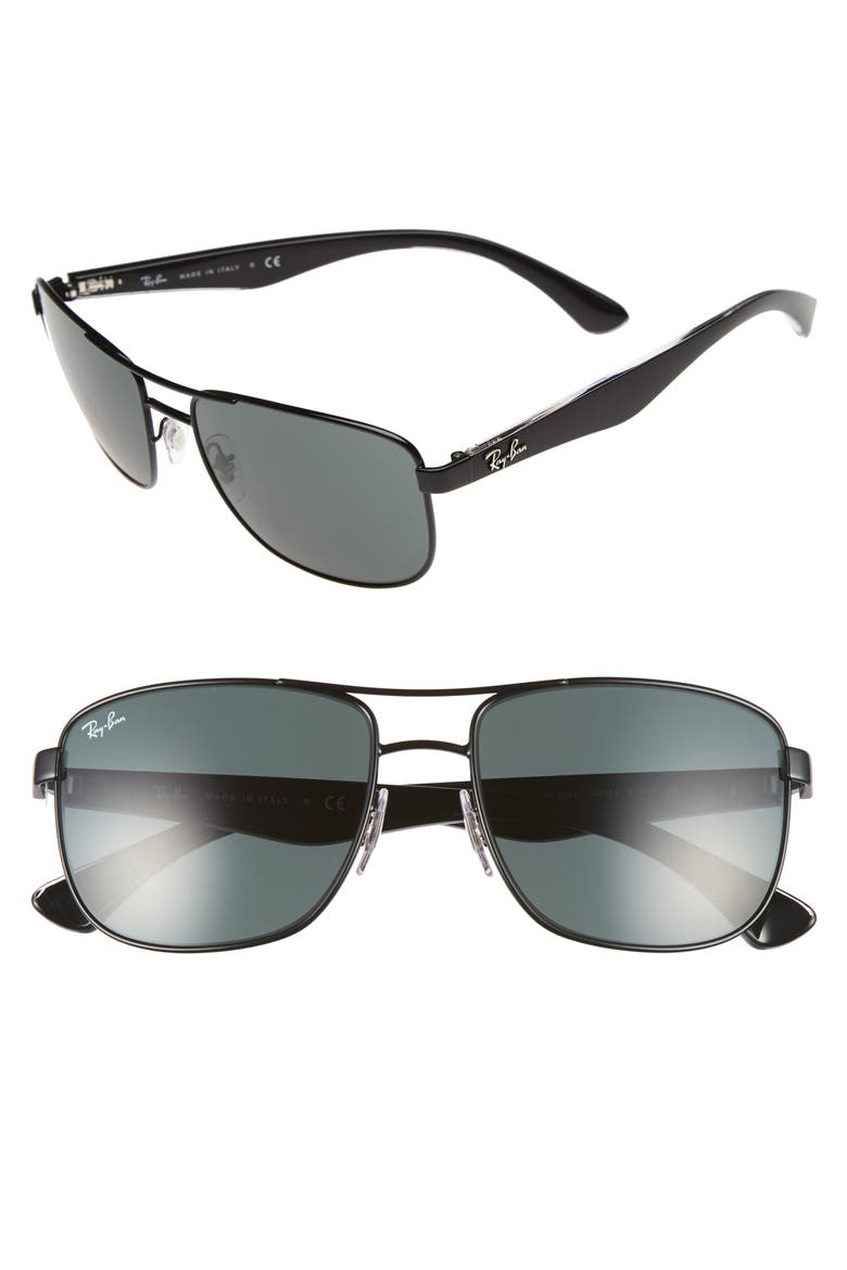 57mm Aviator Sunglasses, Main, color, BLACK/ GREY GREEN GRADIENT