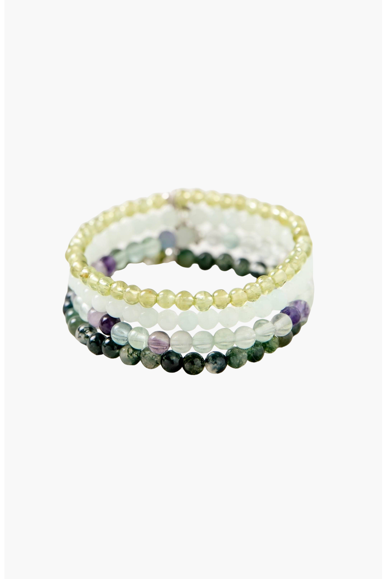 Virgo Bracelet Set, Main, color, Green / White / Purple