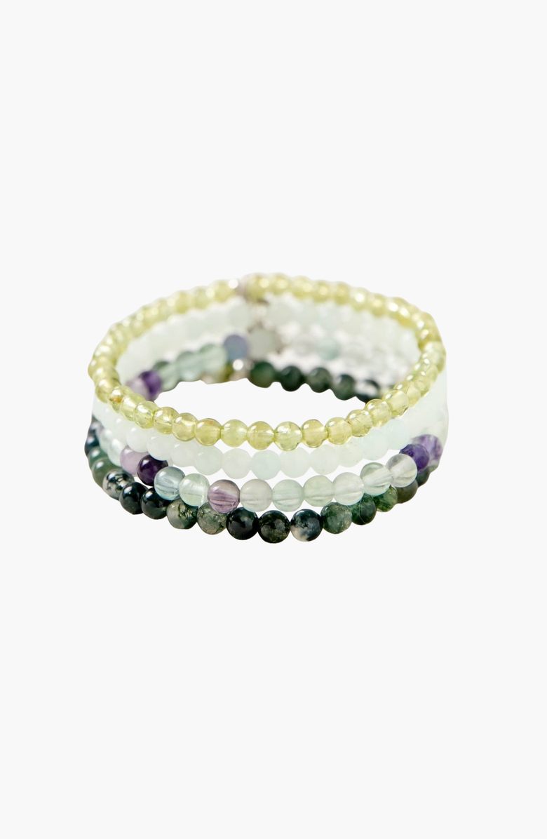 Tiny Rituals Virgo Bracelet Set, Main, color, Green / White / Purple