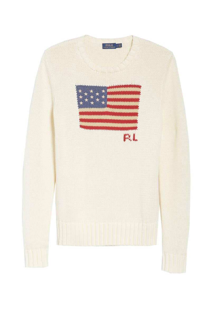 Flag Sweater, Alternate, color, CREAM MULTI
