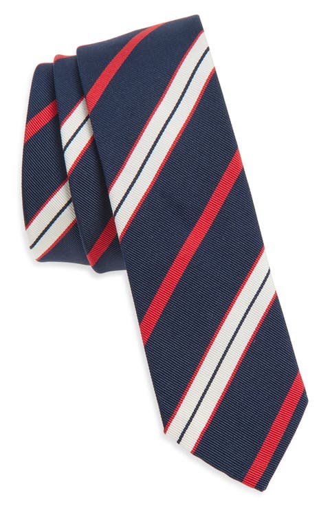 Variegated Rep Stripe Silk & Cotton Tie