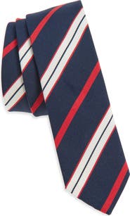 Thom Browne Variegated Rep Stripe Silk & Cotton Tie