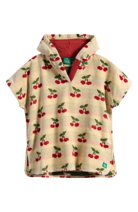 Little Cherries Hooded Organic Cotton Towel Poncho (Baby)