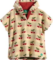 Little Green Radicals Little Cherries Hooded Organic Cotton Towel Poncho