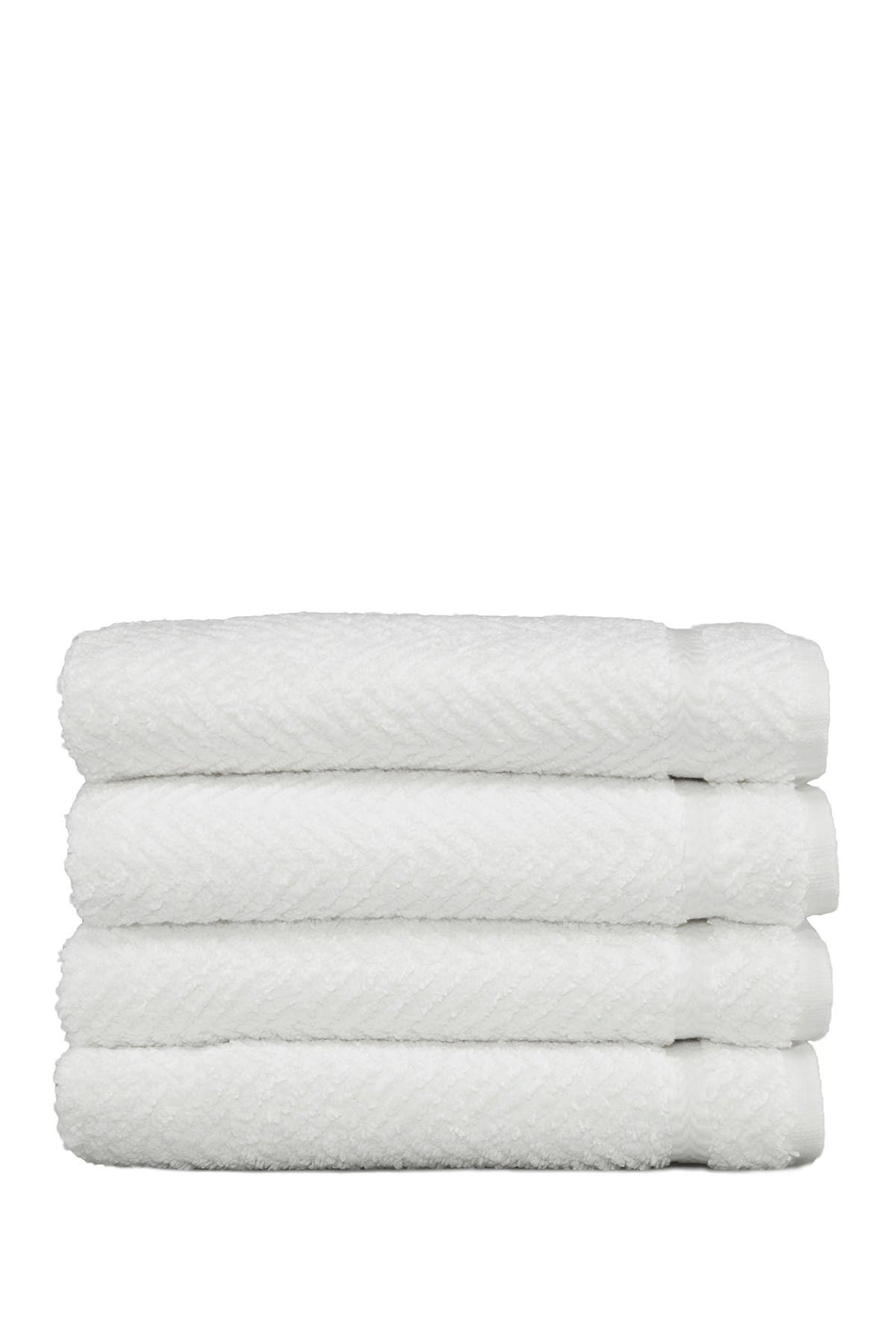 Linum Home Textiles White Herringbone Hand Towels - Set of 4