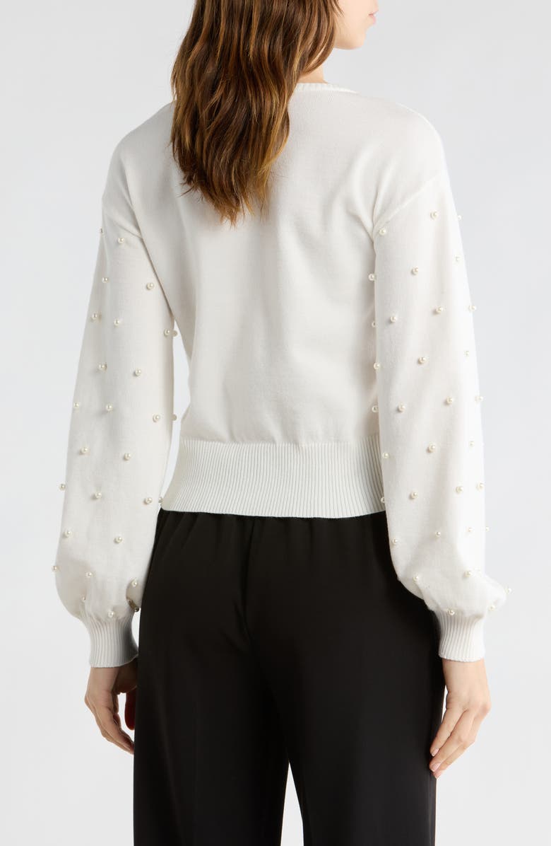 Love By Design Valerie Faux Pearl Cardigan, Alternate, color, Cloud Dancer