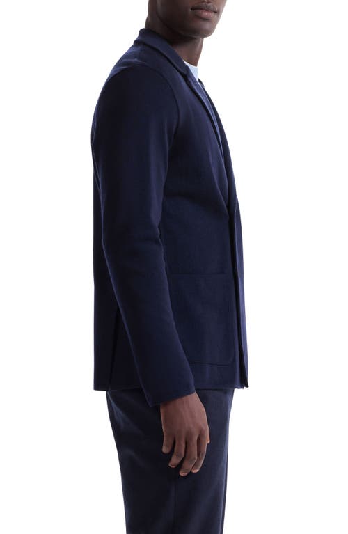 Bugatchi Double Breasted Sweater Knit Merino Wool Blazer In Blue