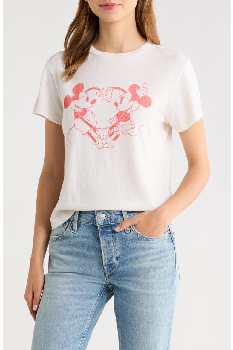 Classic Disney Mickey & Minnie Heart Hands Graphic T-Shirt, Main, color, VINTAGE WHITE