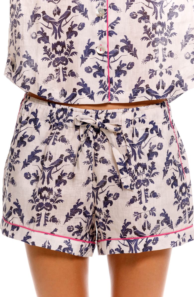 The Lazy Poet Nina Linen Short Pajamas, Alternate, color, White