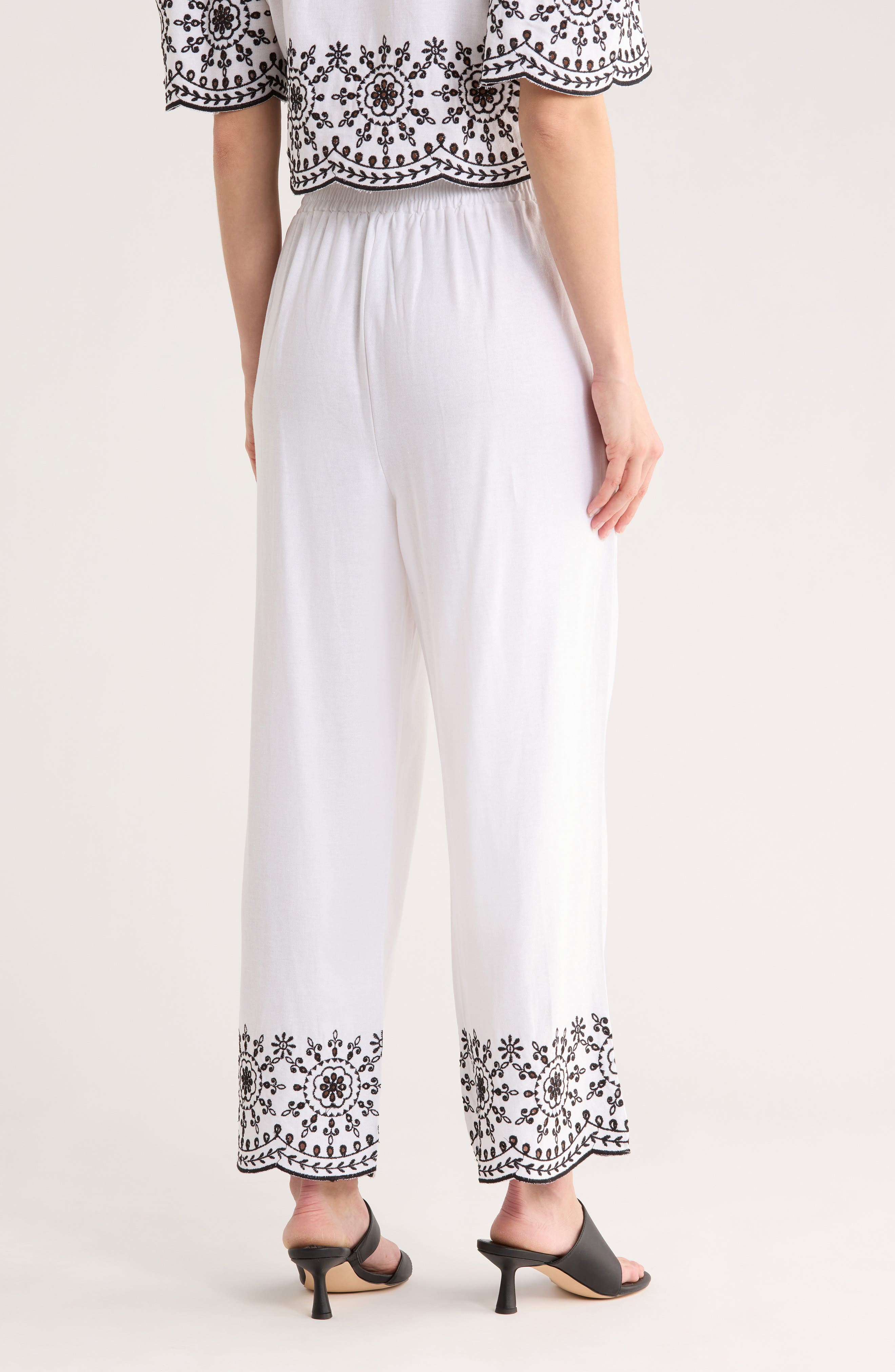 Embroidered Hem Crop Pants - image 4