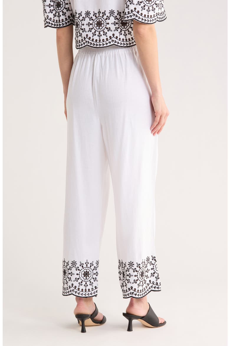 Embroidered Hem Crop Pants, Alternate, color, WHITE