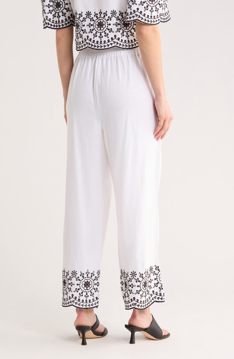 Ellen Tracy Embroidered Hem Crop Pants, Alternate, color, White