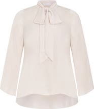 City Chic Mahalia Tie Neck Satin Top