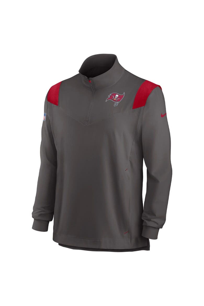 Men's Nike Pewter Tampa Bay Buccaneers Sideline Coach Chevron Lockup Quarter-Zip Long Sleeve Top, Alternate, color, Pewter