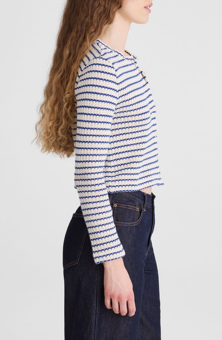 Madewell Textured Knit Button Front Cardigan, Alternate, color, Tuck Stitch Stripe