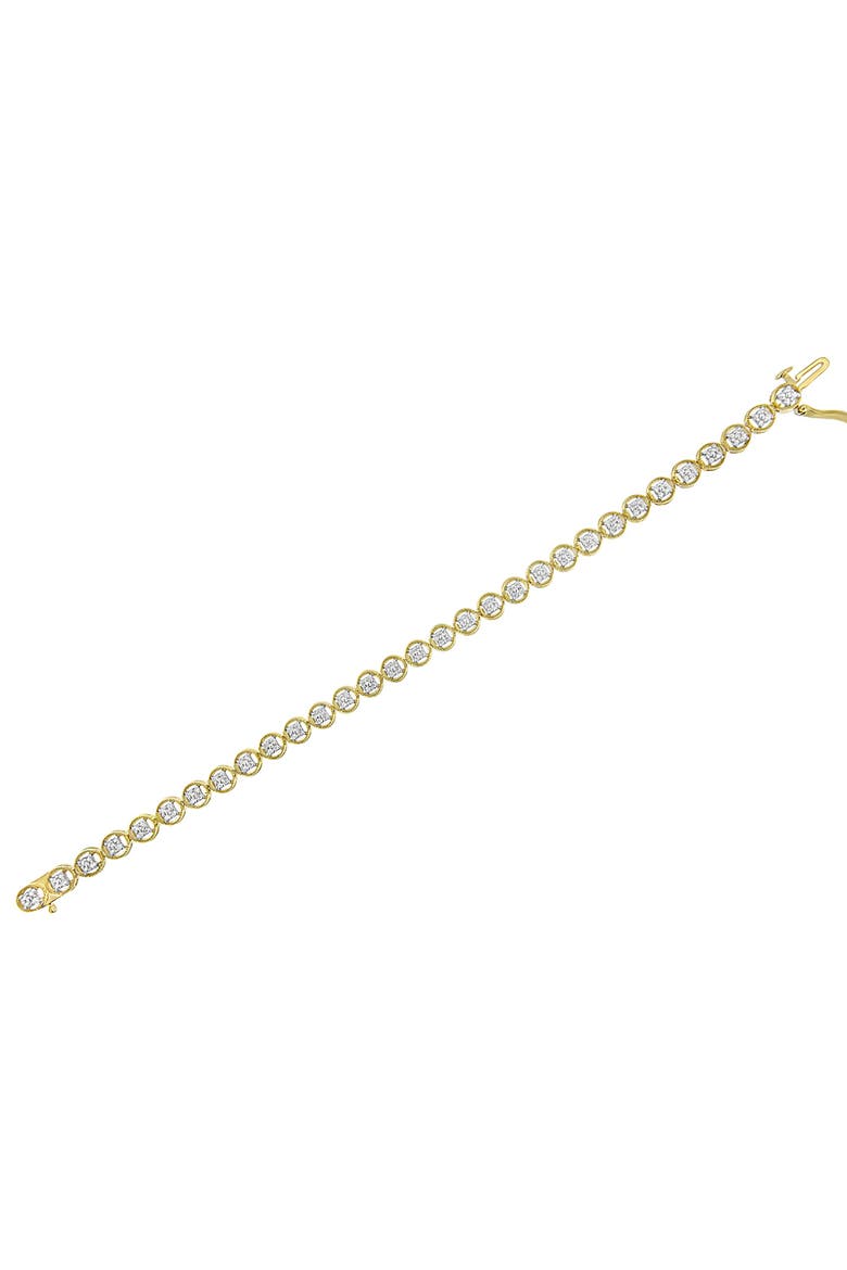 Silver 1/10 Cttw Diamond Open Circle Wheel Link Tennis Bracelet, Alternate, color, Yellow Gold over Silver
