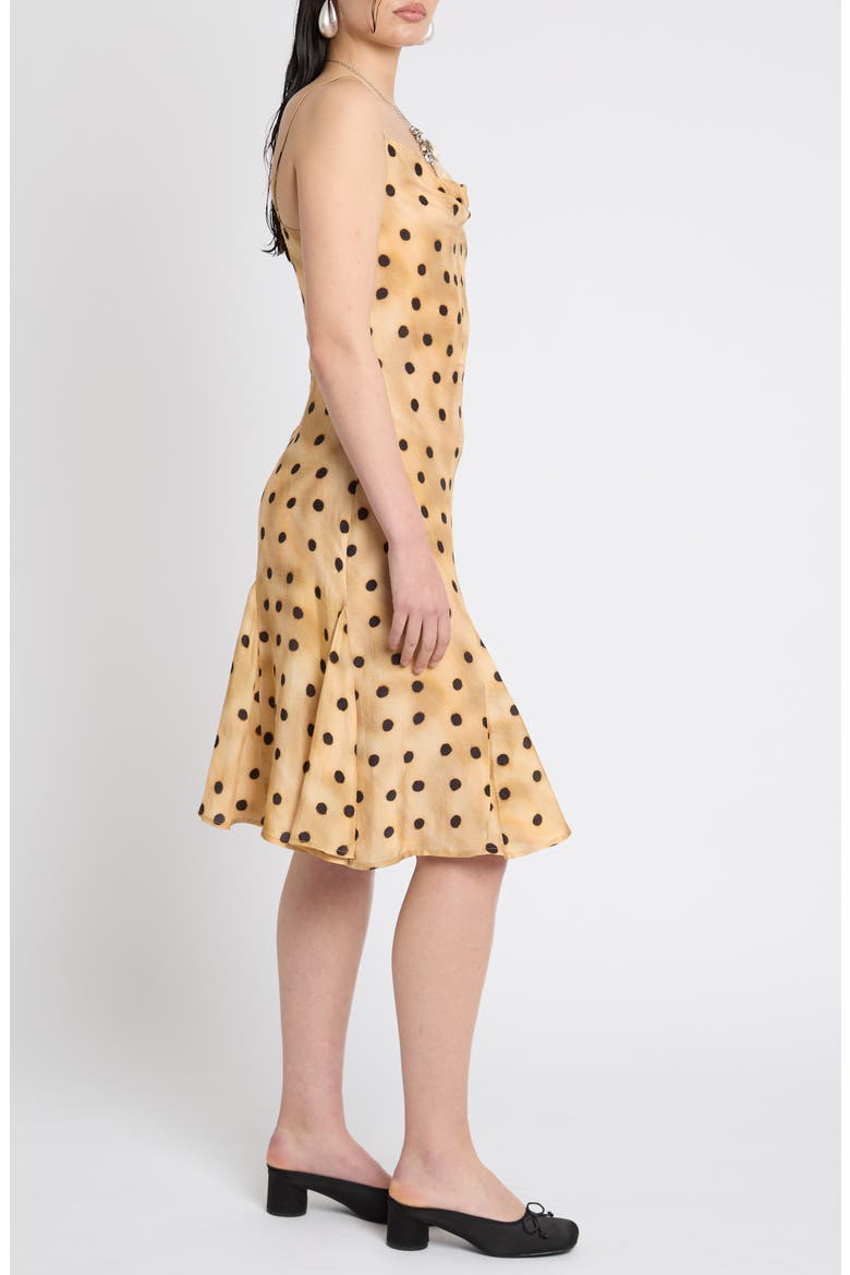 Polka Dot Cowl Neck Maxi Dress, Alternate, color, OKRA YELLOW MULTI
