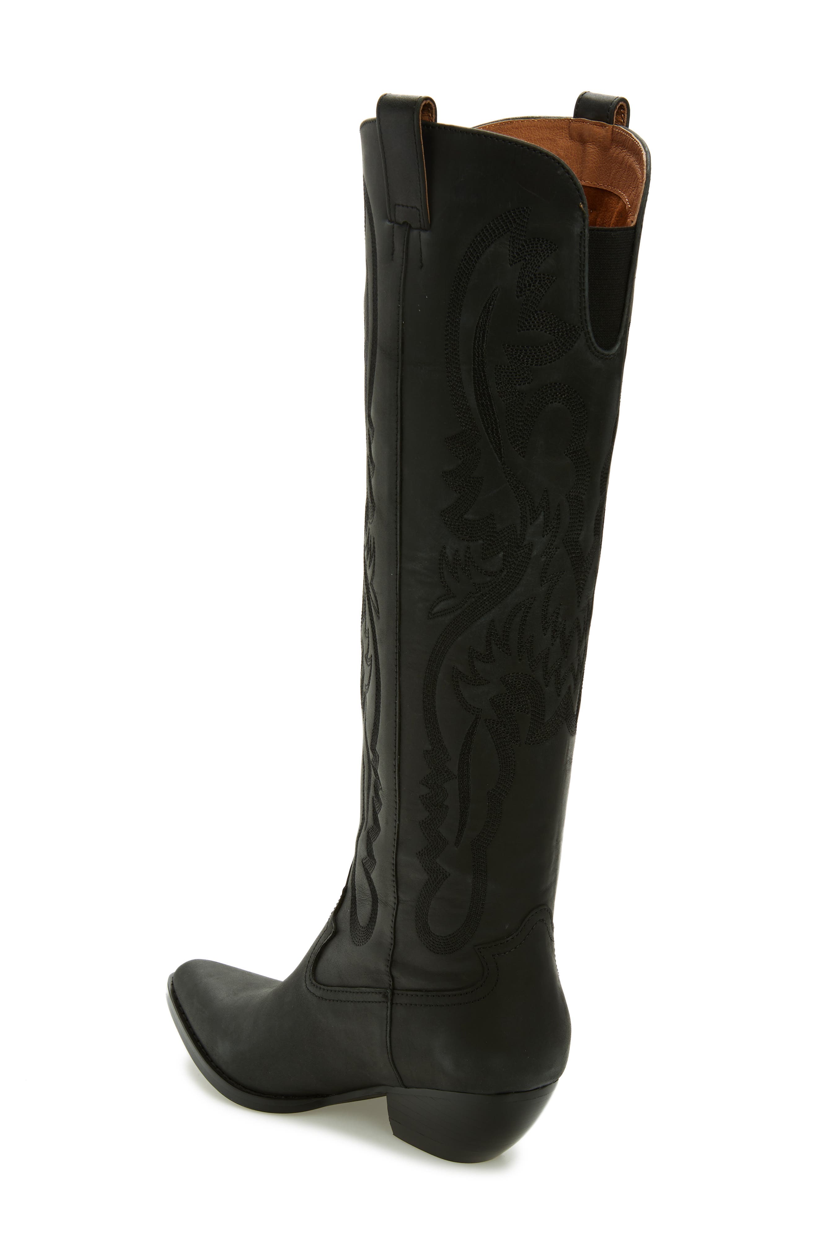 Calvera 2K Western Knee High Boot, Alternate, color, BLACK WASHED