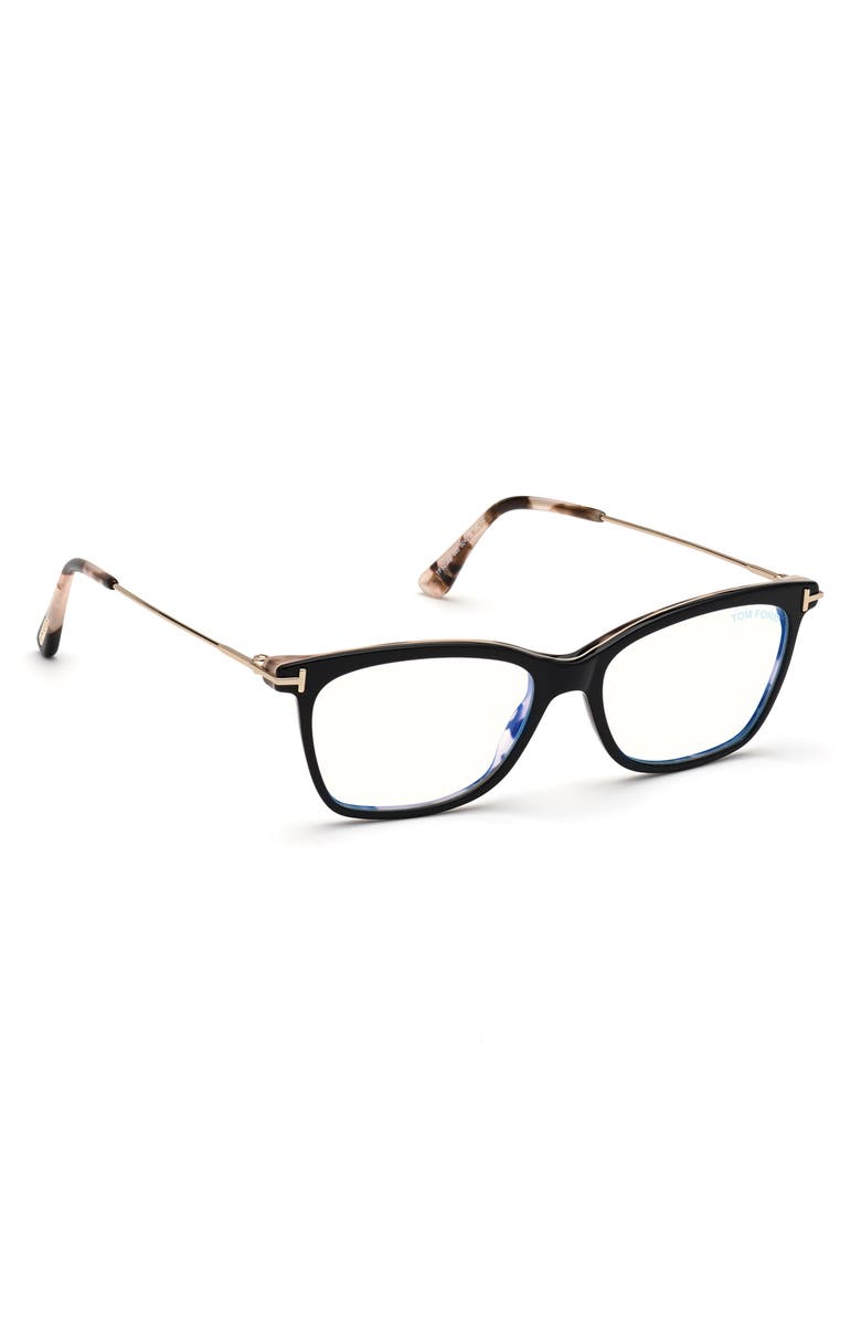 TOM FORD 50mm Square Optical Glasses, Alternate, color, Pink Havana / Blue Block