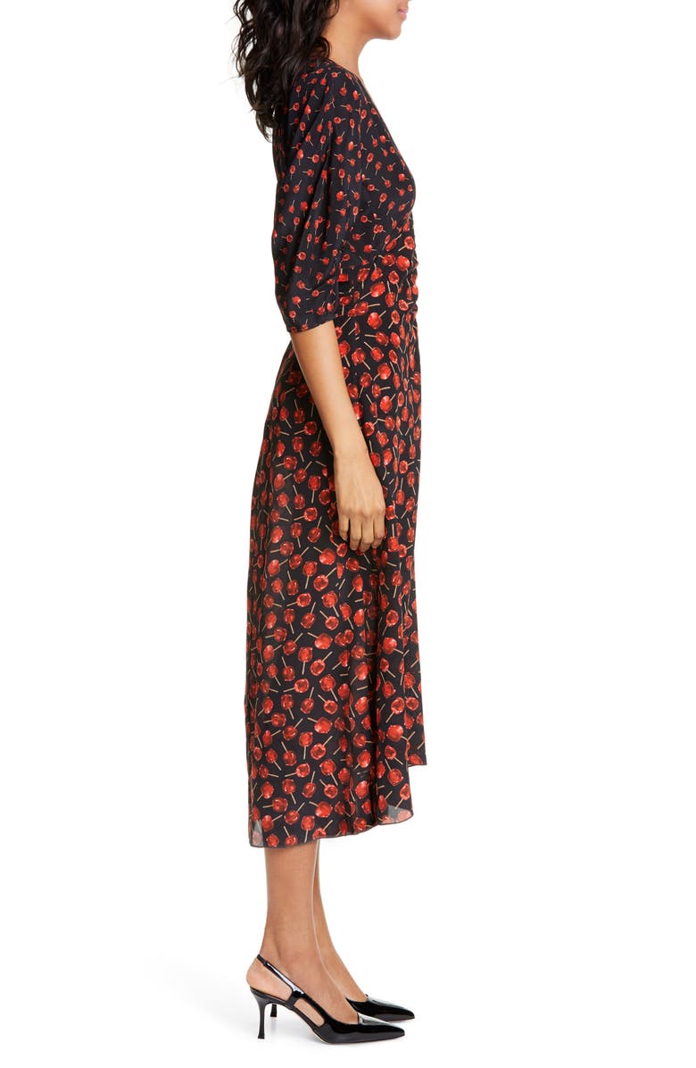 N°21 Nº21 Candy Apple Print Silk Midi Dress, Alternate, color, 