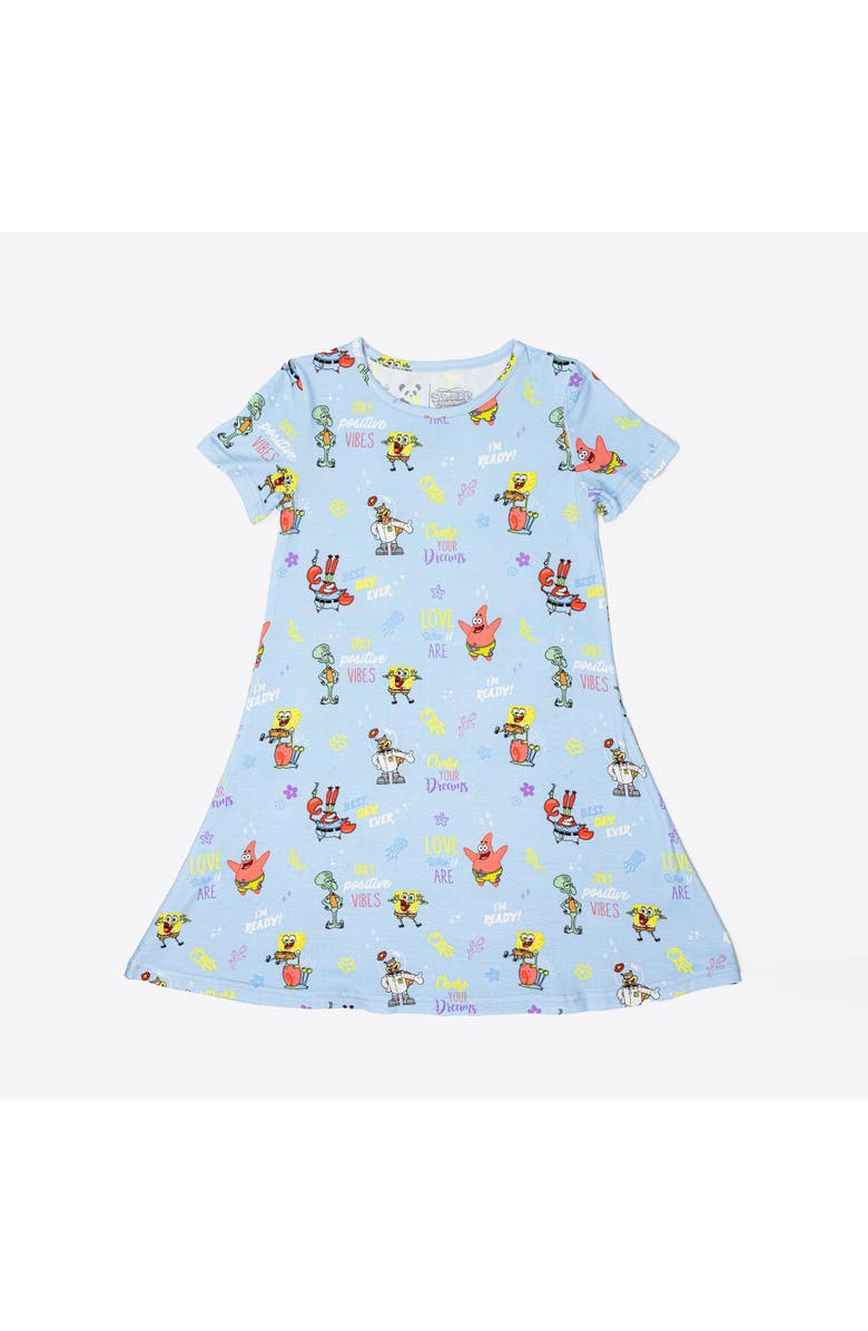 Bellabu Bear Kids' SpongeBob SquarePants Good Vibes Short Sleeve Dress, Main, color, Spongebob Good Vibes