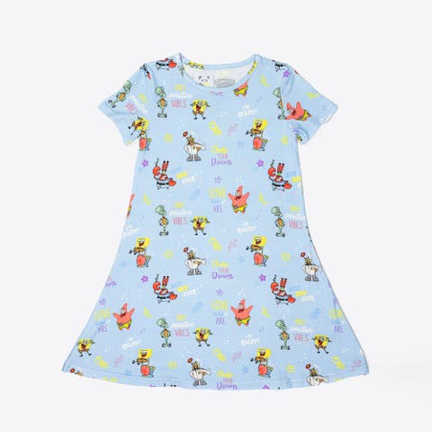 Kids' SpongeBob SquarePants Good Vibes Short Sleeve Dress (Baby, Toddler, Little Kid & Big Kid)