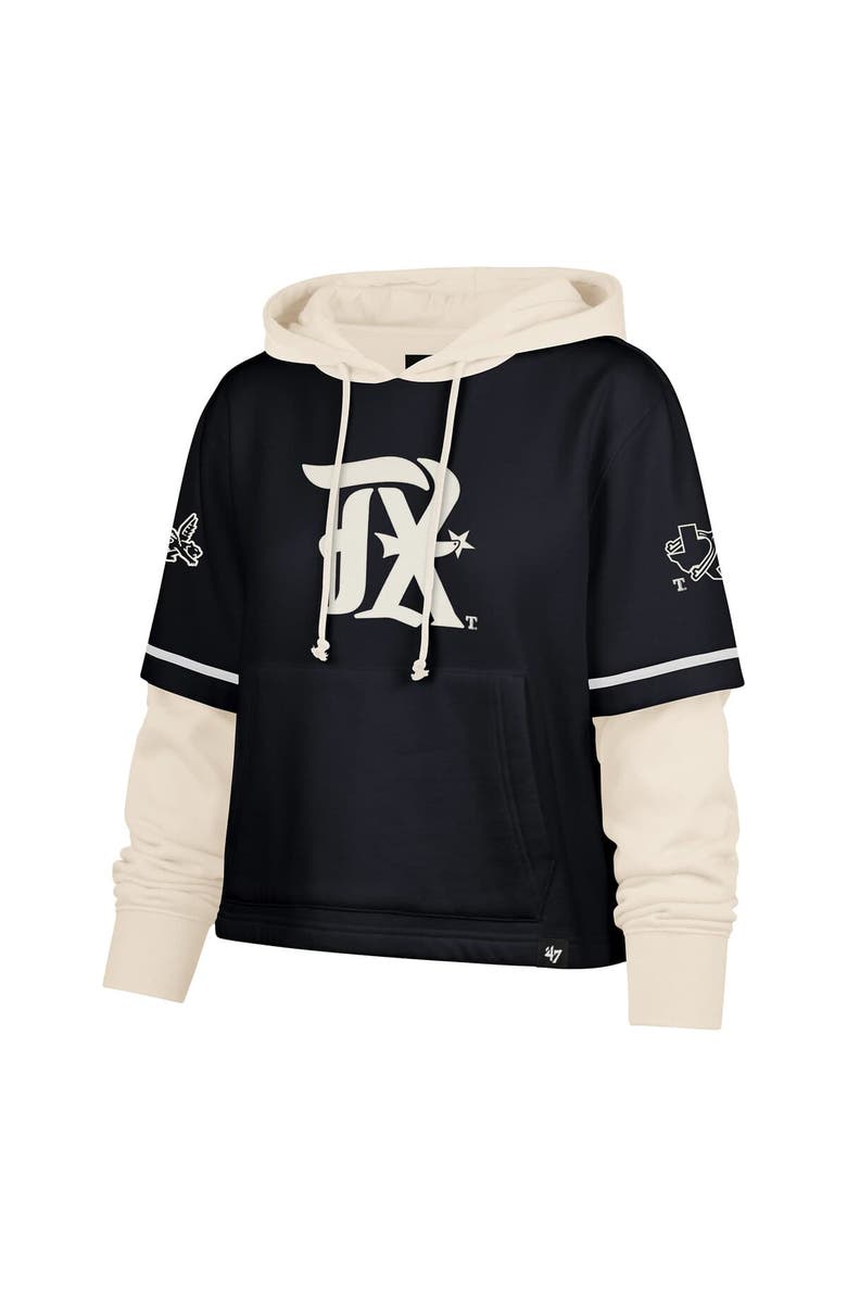 '47 Women's '47 Navy Texas Rangers City Connect Shortstop Cropped Pullover Hoodie, Alternate, color,
