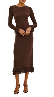Rails Alejandra Fringe Long Sleeve Midi Dress