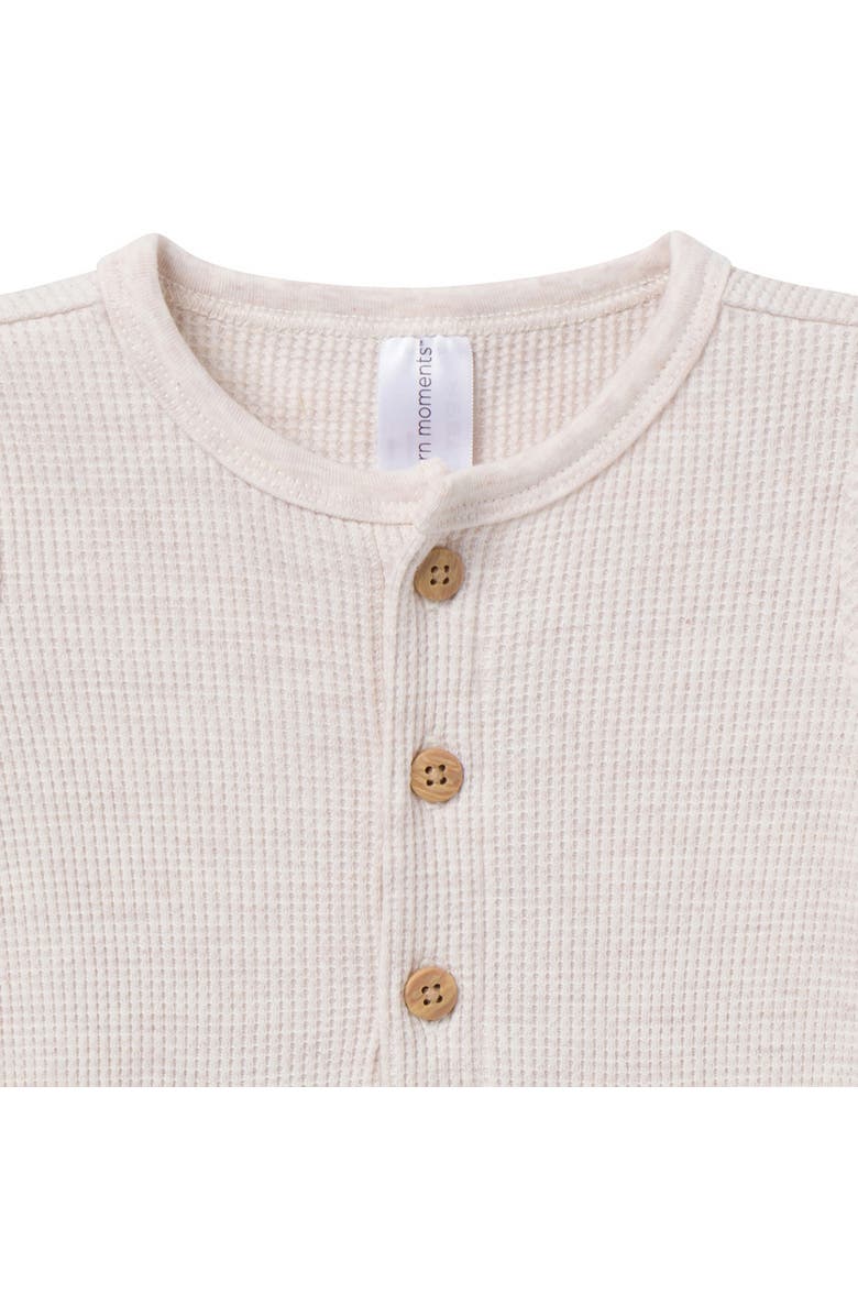 Modern Moments<sup>™</sup> by Gerber Waffle Knit Romper with Kangaroo Pocket, Alternate, color, Oatmeal