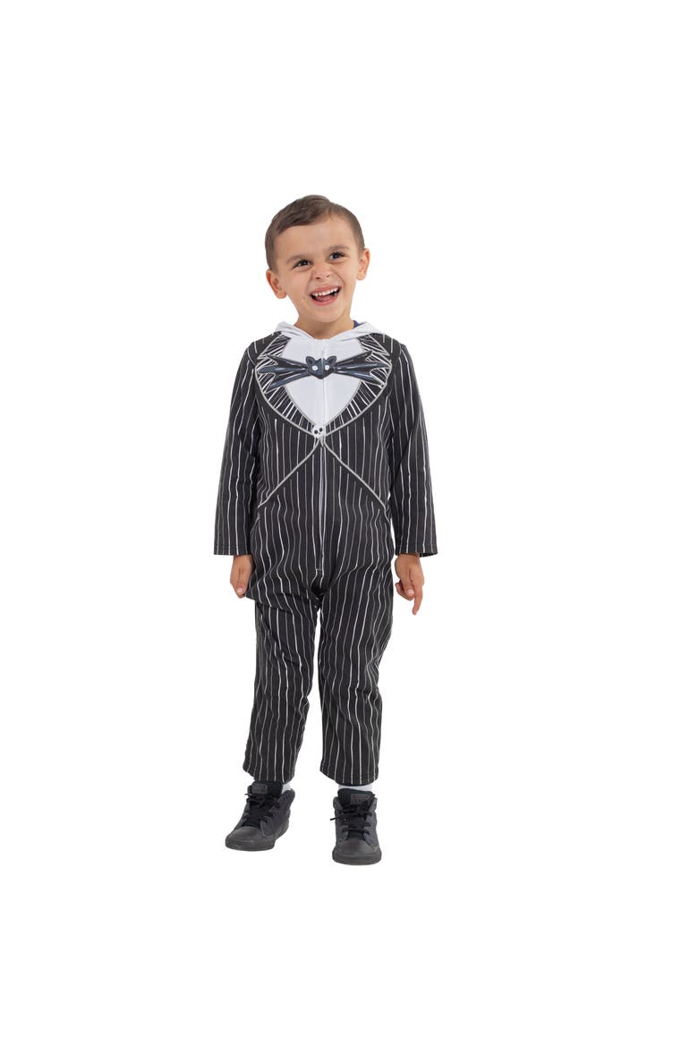 Nightmare Before Christmas Jack Skellington Cosplay Hooded One Piece Jumpsuit, Alternate, color, Jack Skellington Black
