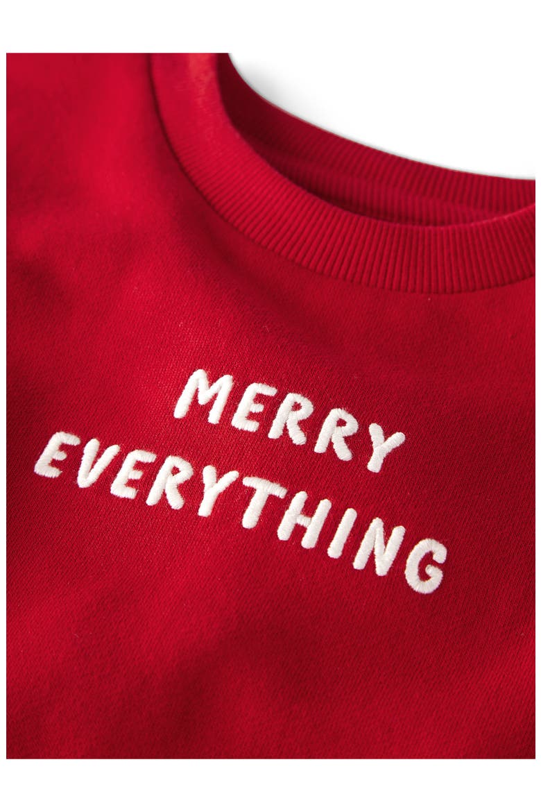 Kids' Merry Everything Embroidered Sweatshirt, Alternate, color, RED MERRY EVERYTHING
