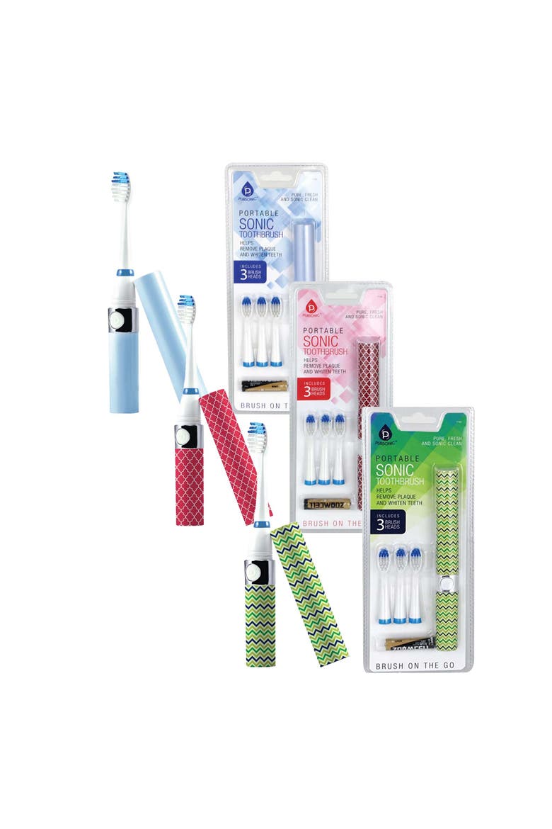 Portable Sonic Toothbrush 3-Pack, Main, color, Blue, Pink, Green