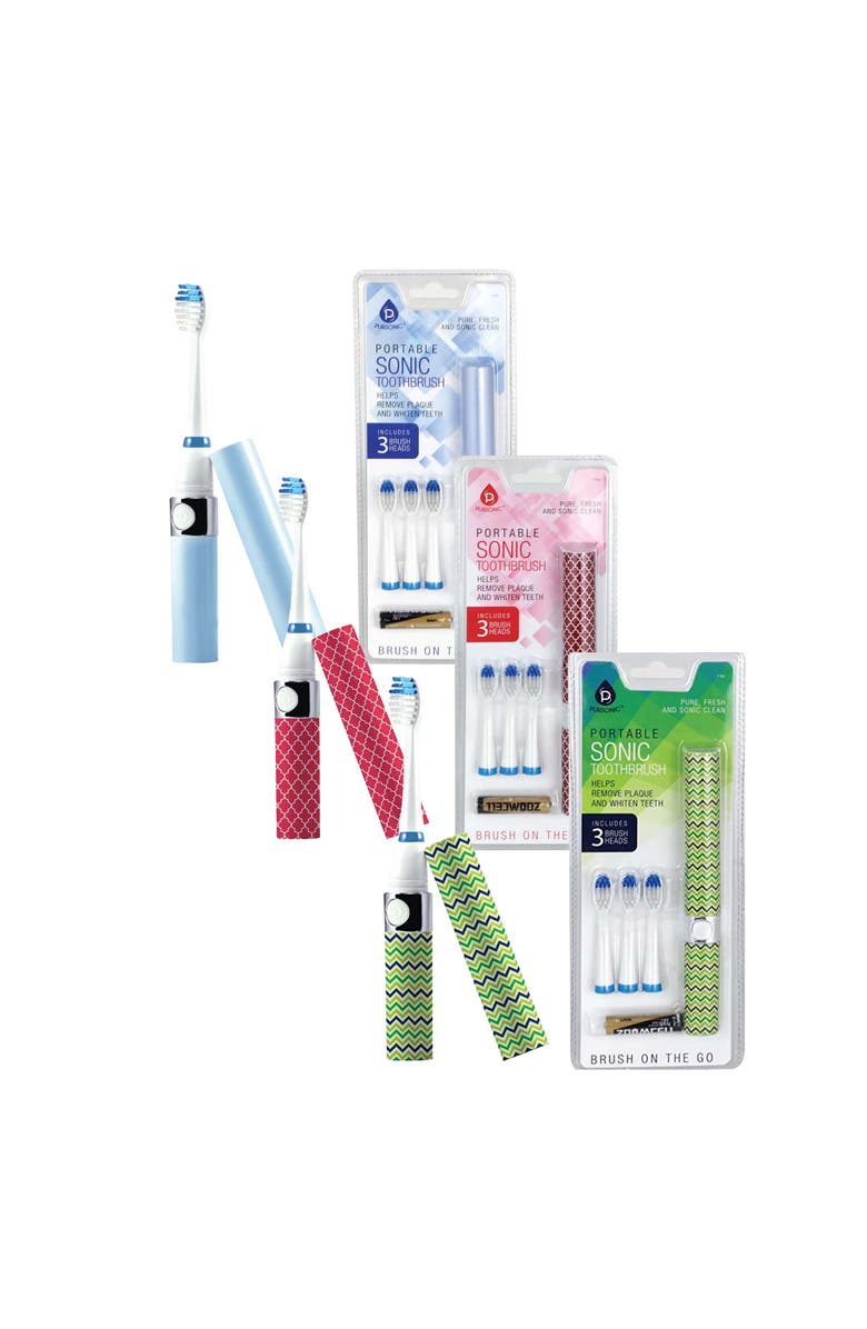 PURSONIC Family Bundle Portable Sonic Toothbrush 3-Pack, Main, color, Blue, Pink, Green