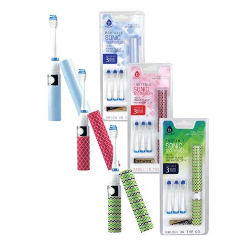Family Bundle Portable Sonic Toothbrush 3-Pack (Blue, Green, Pink)