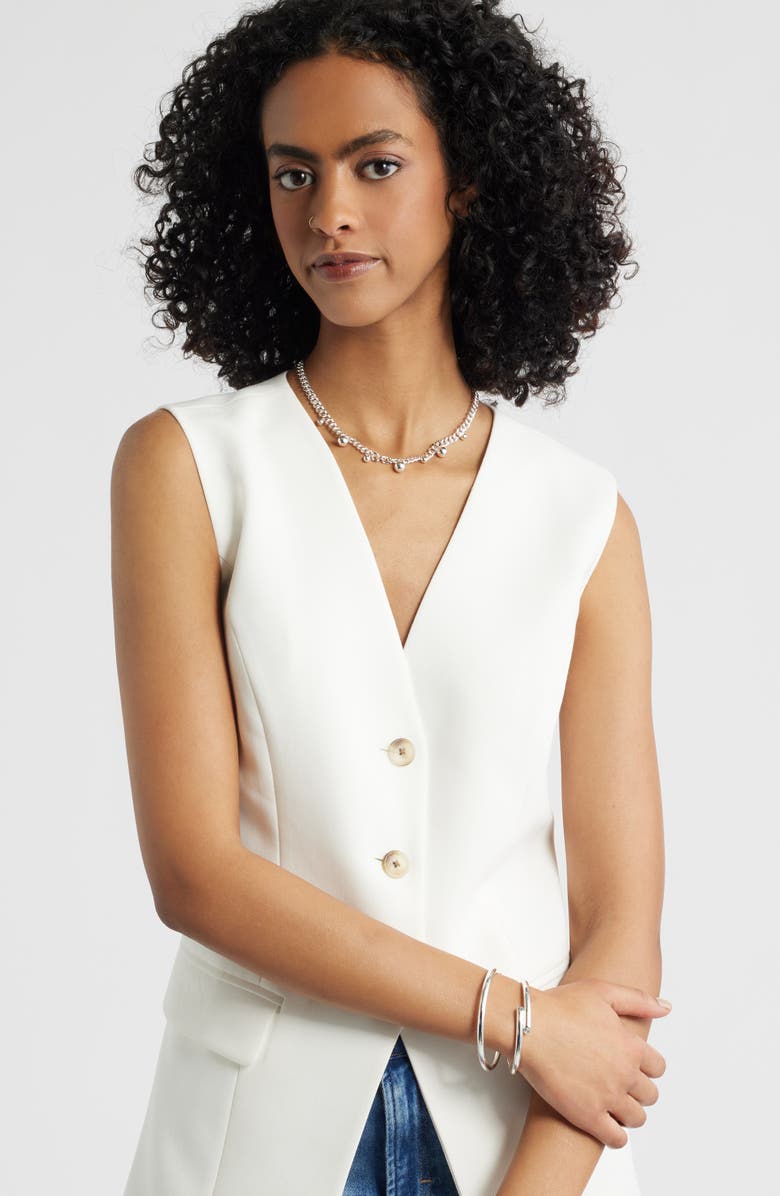 Open Edit Orb Drop Curb Chain Necklace, Alternate, color, Silver