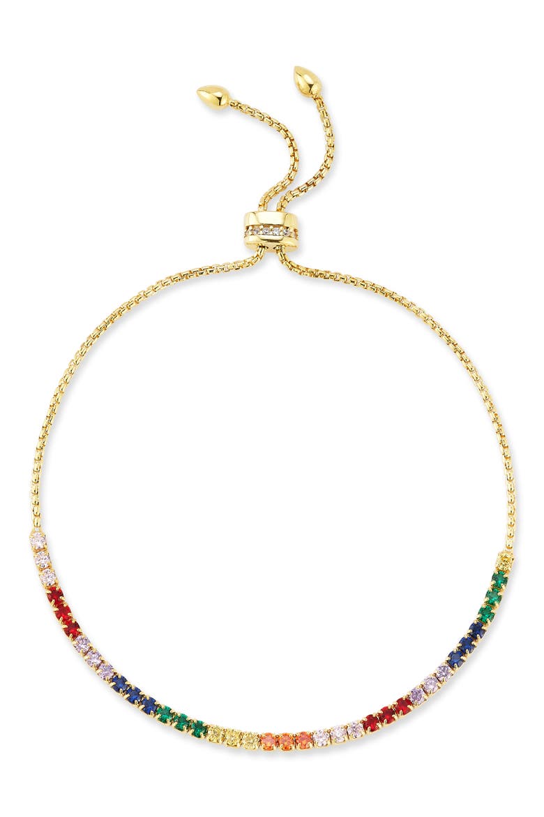 Rainbow CZ Bolo Bracelet, Main, color, GOLD