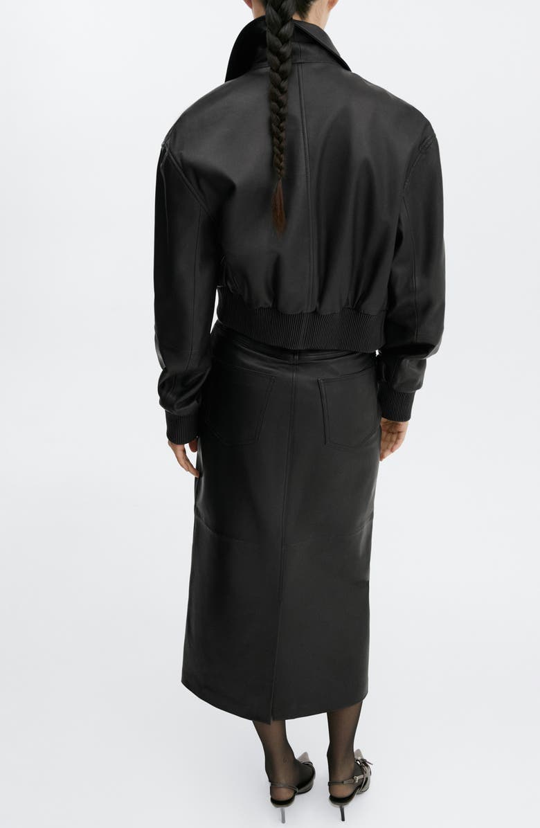 MANGO Leather Midi Pencil Skirt, Alternate, color, 