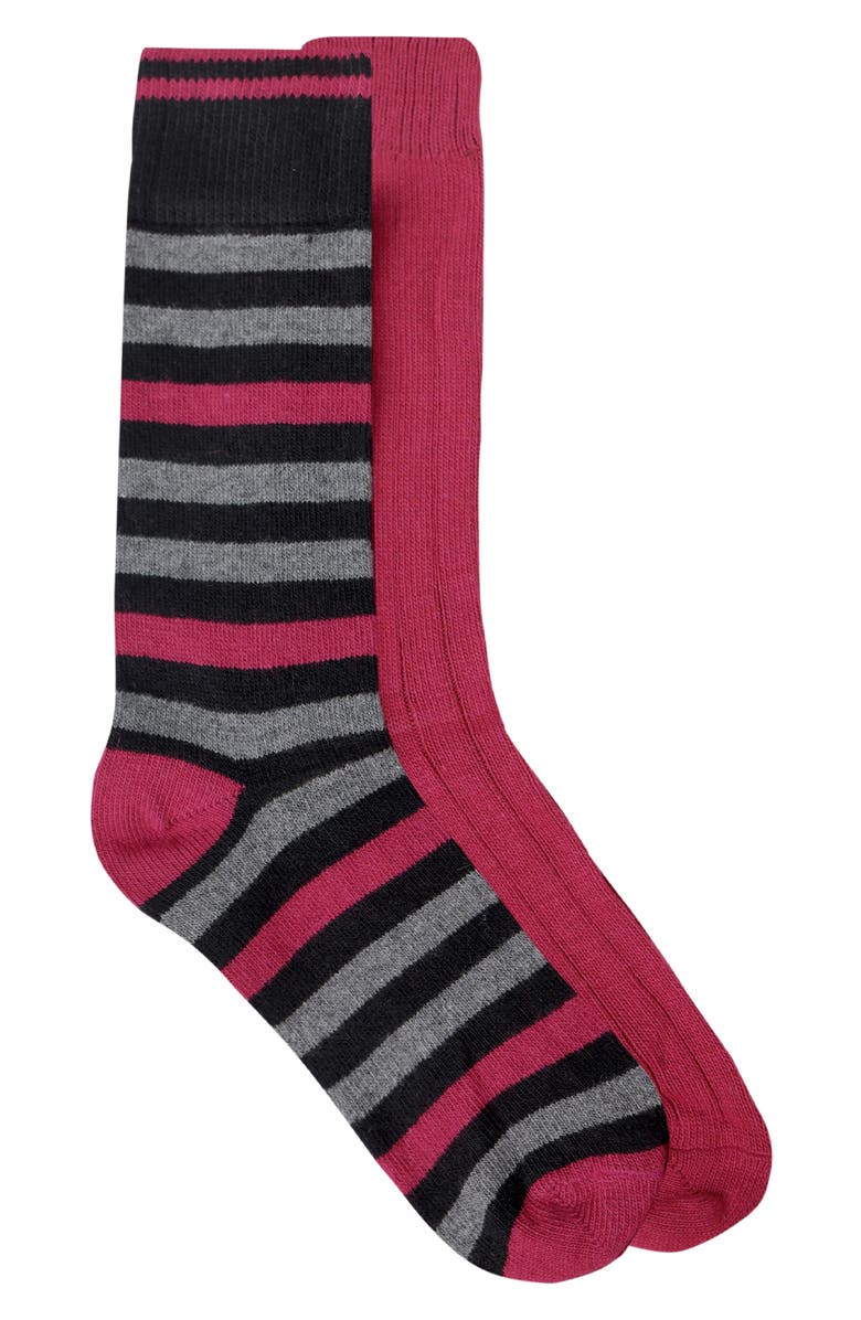 Lorenzo Uomo 2-Pack Cashmere Blend Crew Socks, Main, color, Magenta