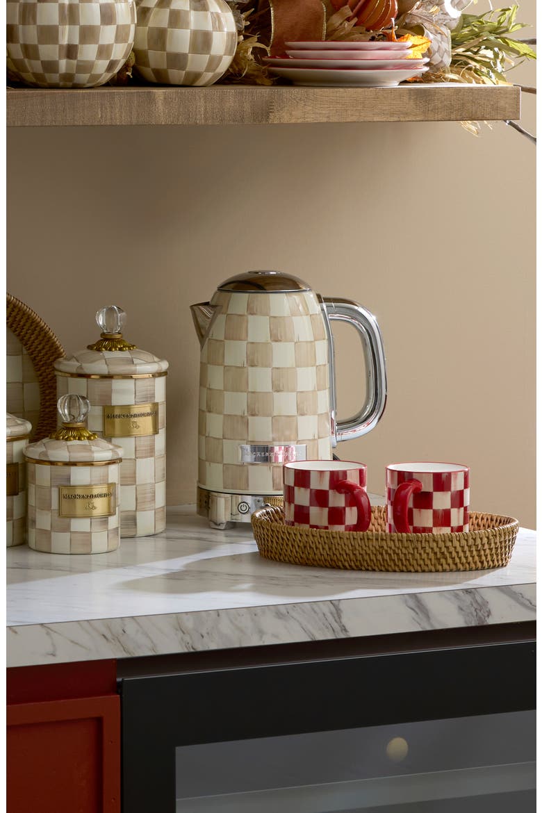 Mocha Check Electric Kettle, Alternate, color, MOCHA