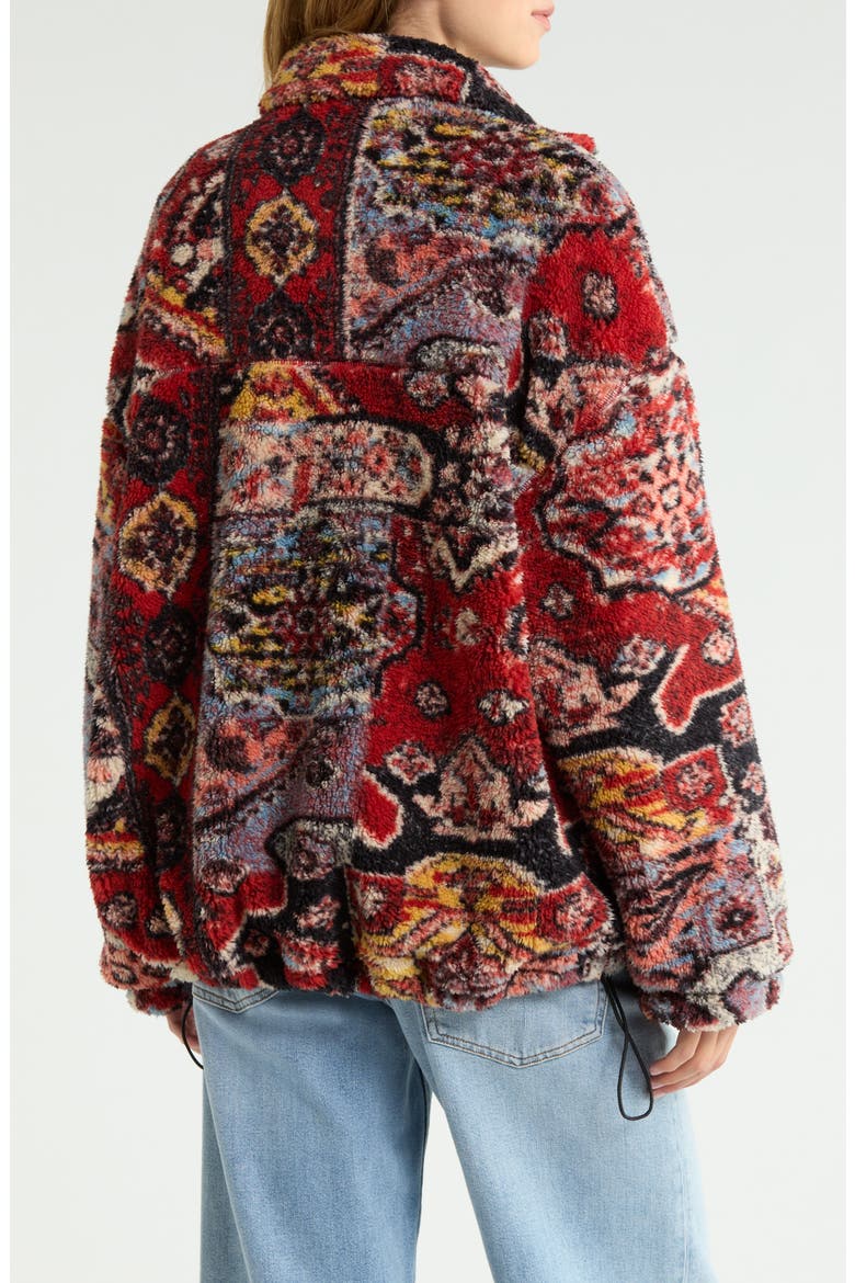 Mae Print Fleece Zip Front Sweatshirt, Alternate, color, RED