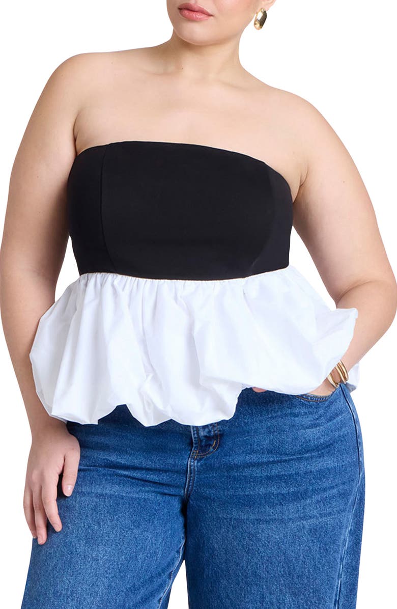 ELOQUII Bubble Hem Strapless Top, Main, color, 