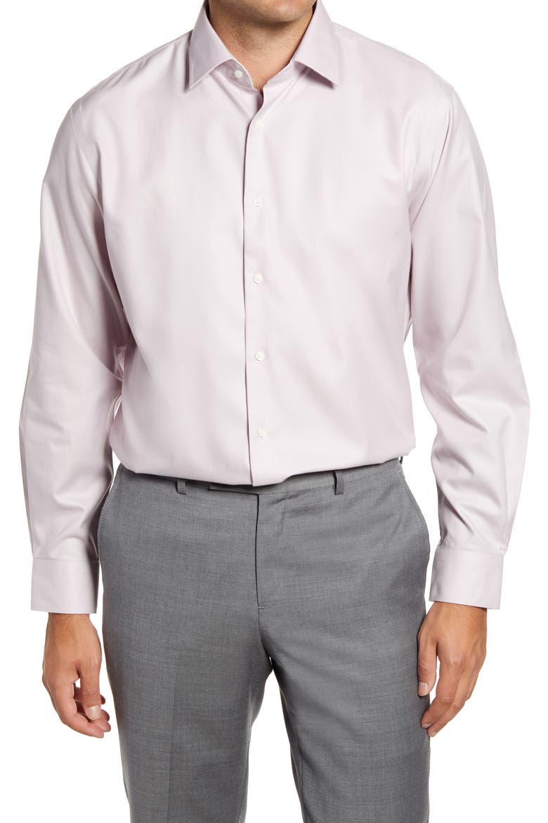 Traditional Fit Non-Iron Solid Stretch Dress Shirt, Main, color, PURPLE HUSH