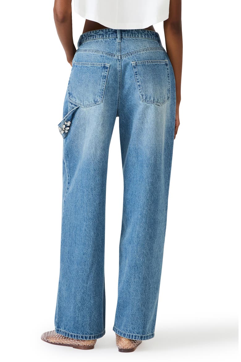 Sydnee Embellished Wide Leg Carpenter Jeans, Alternate, color, ARUBA BLUE