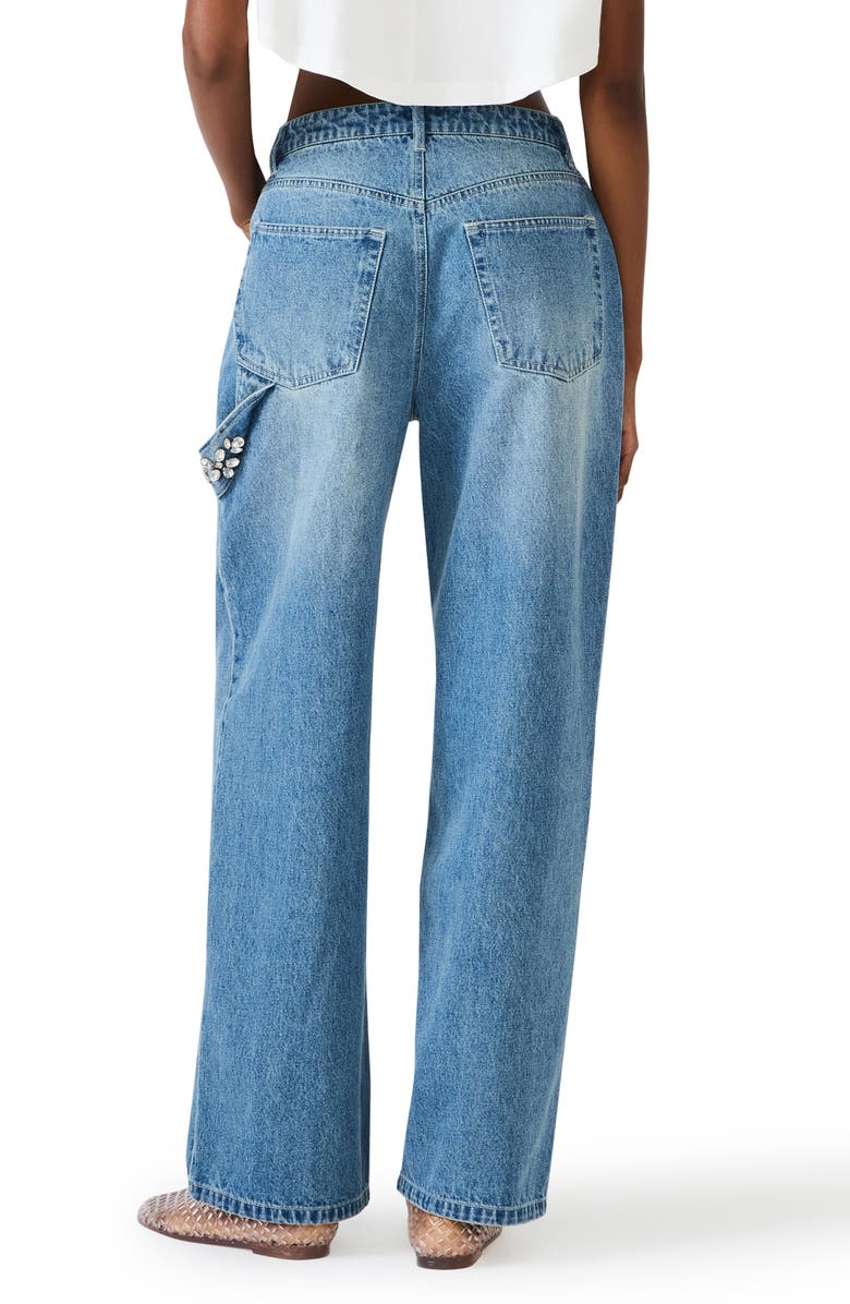Steve Madden Sydnee Embellished Wide Leg Carpenter Jeans, Alternate, color, Aruba Blue