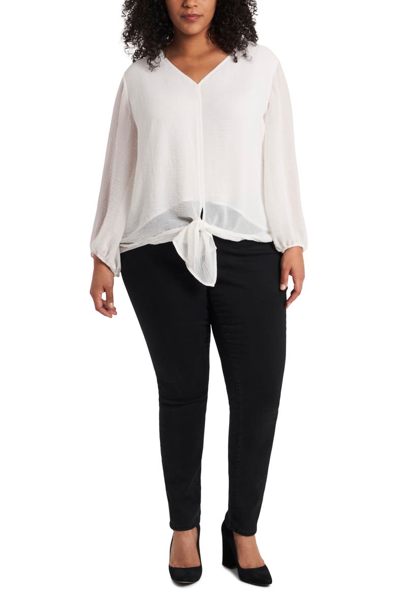 Tie Front Rumpled Chiffon Blouse, Alternate, color, PEARL IVORY