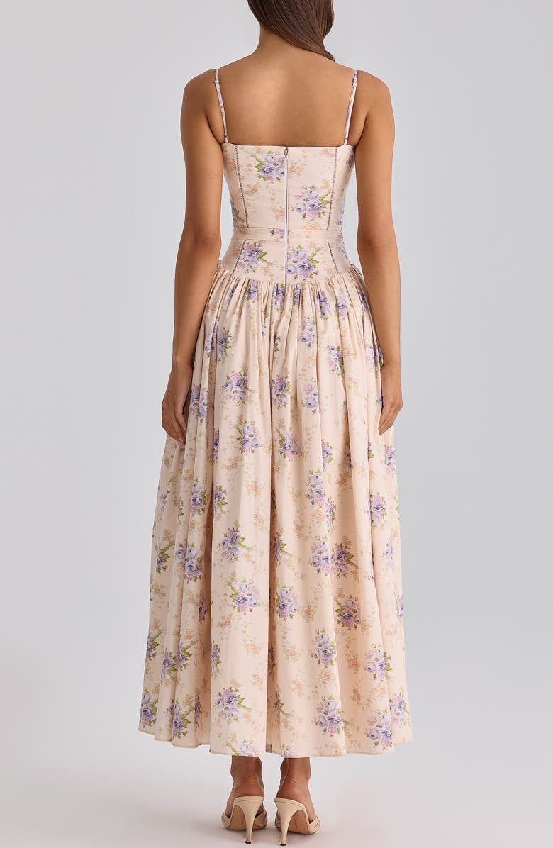 HOUSE OF CB Ysabella Floral Stretch Cotton Maxi Sundress, Alternate, color, Ivory Sweet Peony