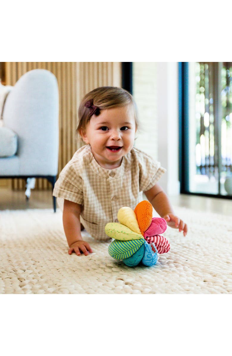 HABA Rainbow Baby Ball - Machine Washable Baby Sensory Toys - Ideal Baby Toy for Teething, Tummy Time Toys for Ages 6 Months & up, Alternate, color, Multi